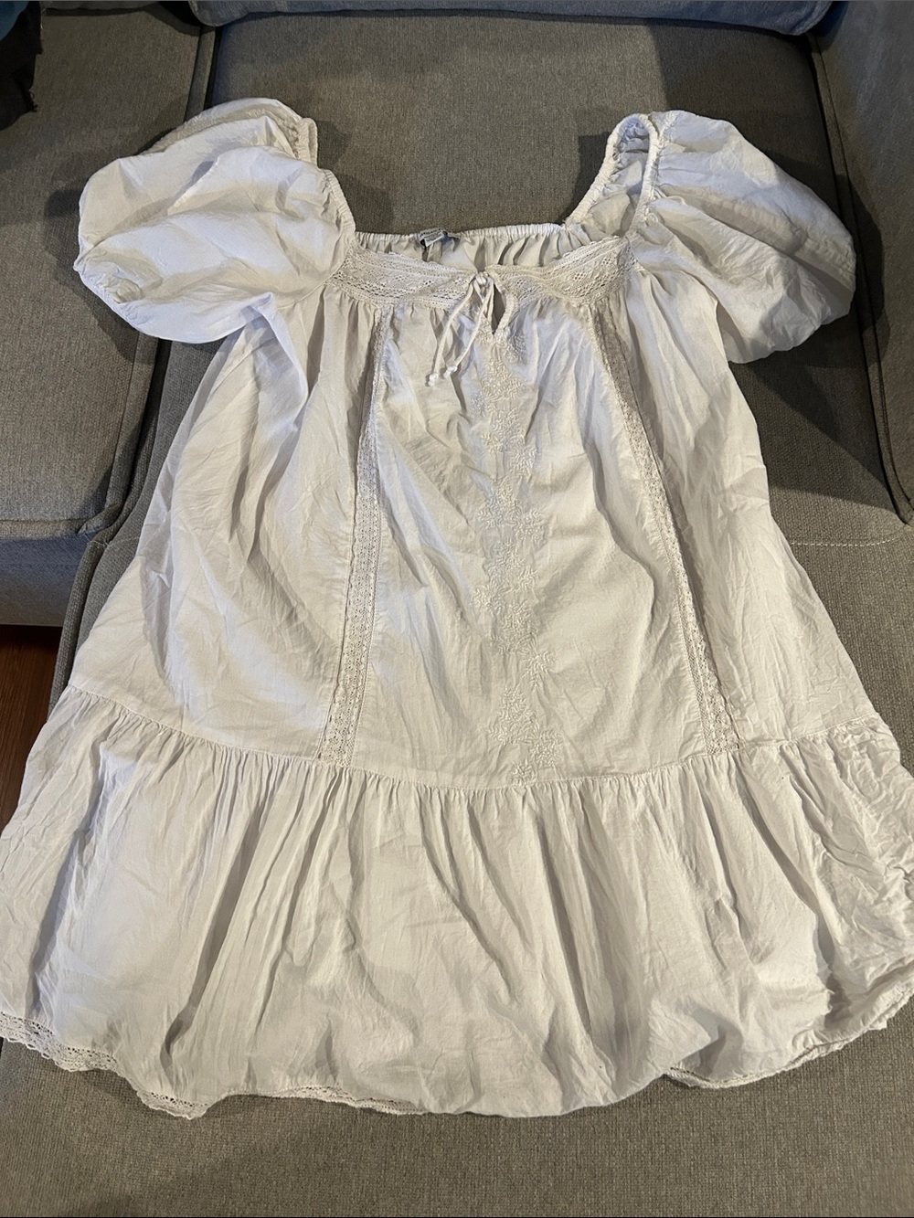 American Eagle Outfitters White Puff Sleeve Mini Dress